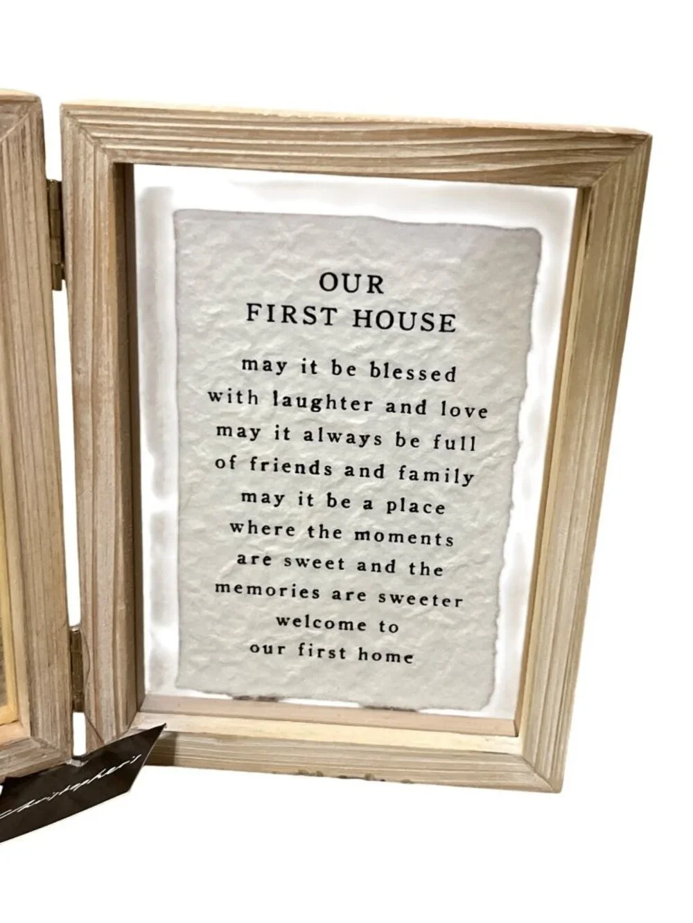 Mud Pie Our First House Hinged Wooden 4x6 Double Photo Frame Housewarming Used